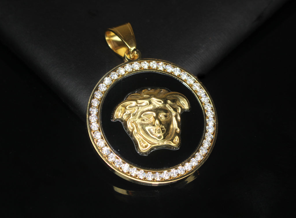 Medusa Black Gold Medallion Pendant 3.6ct Lab Sim VVS1 Diamonds Gold