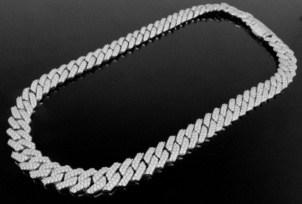 14mm Cuban Prong 64ct Lab VVS1 Sim Diamond Necklace