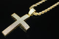XL Cross Pendant 8mm Rope 75.8ct Lab Sim VVS1 Diamond Necklace - GOLD