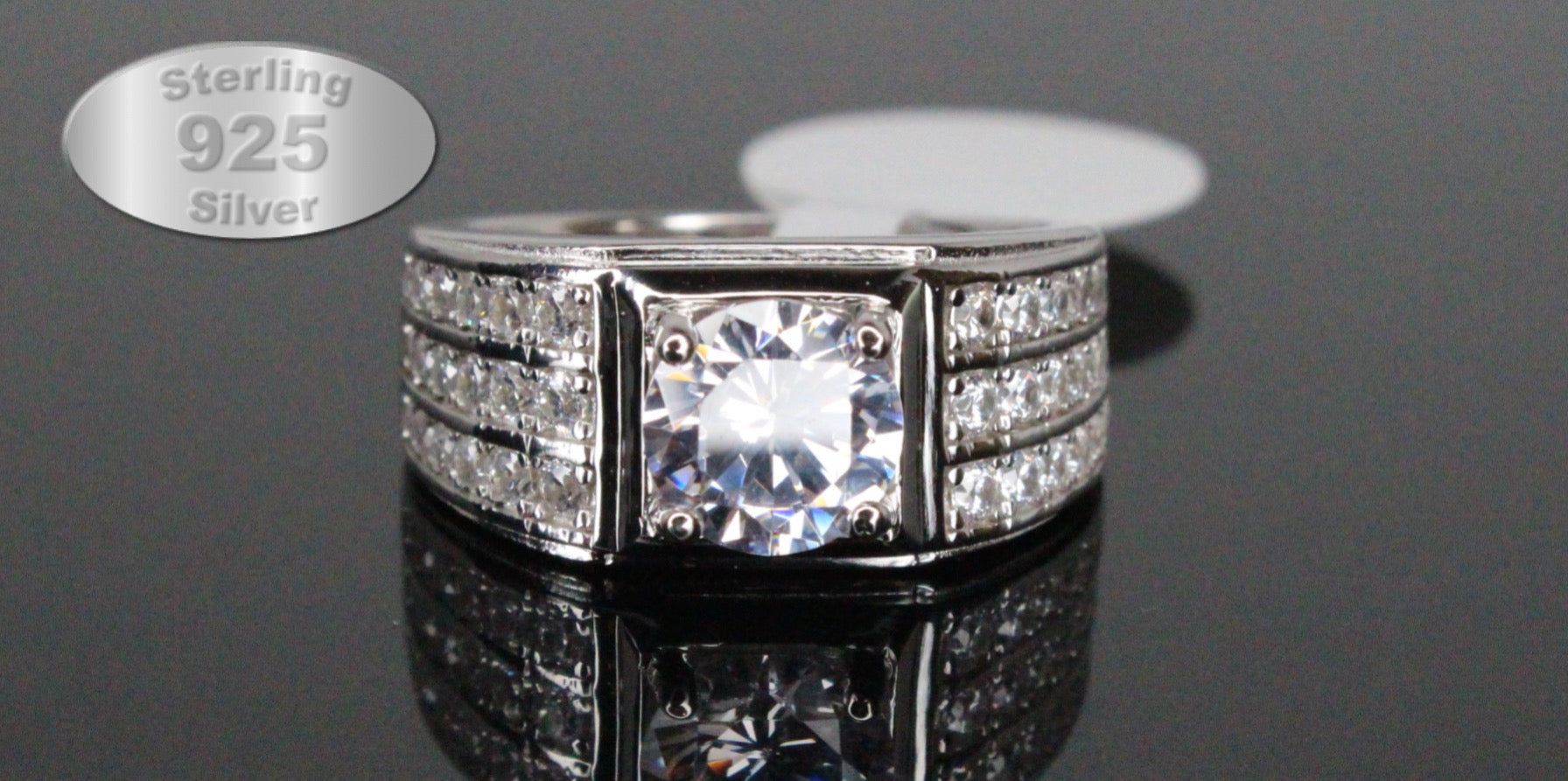 Men's Statement Ring 4.6ct Lab Sim VVS1 Diamond 925 STERLING SILVER