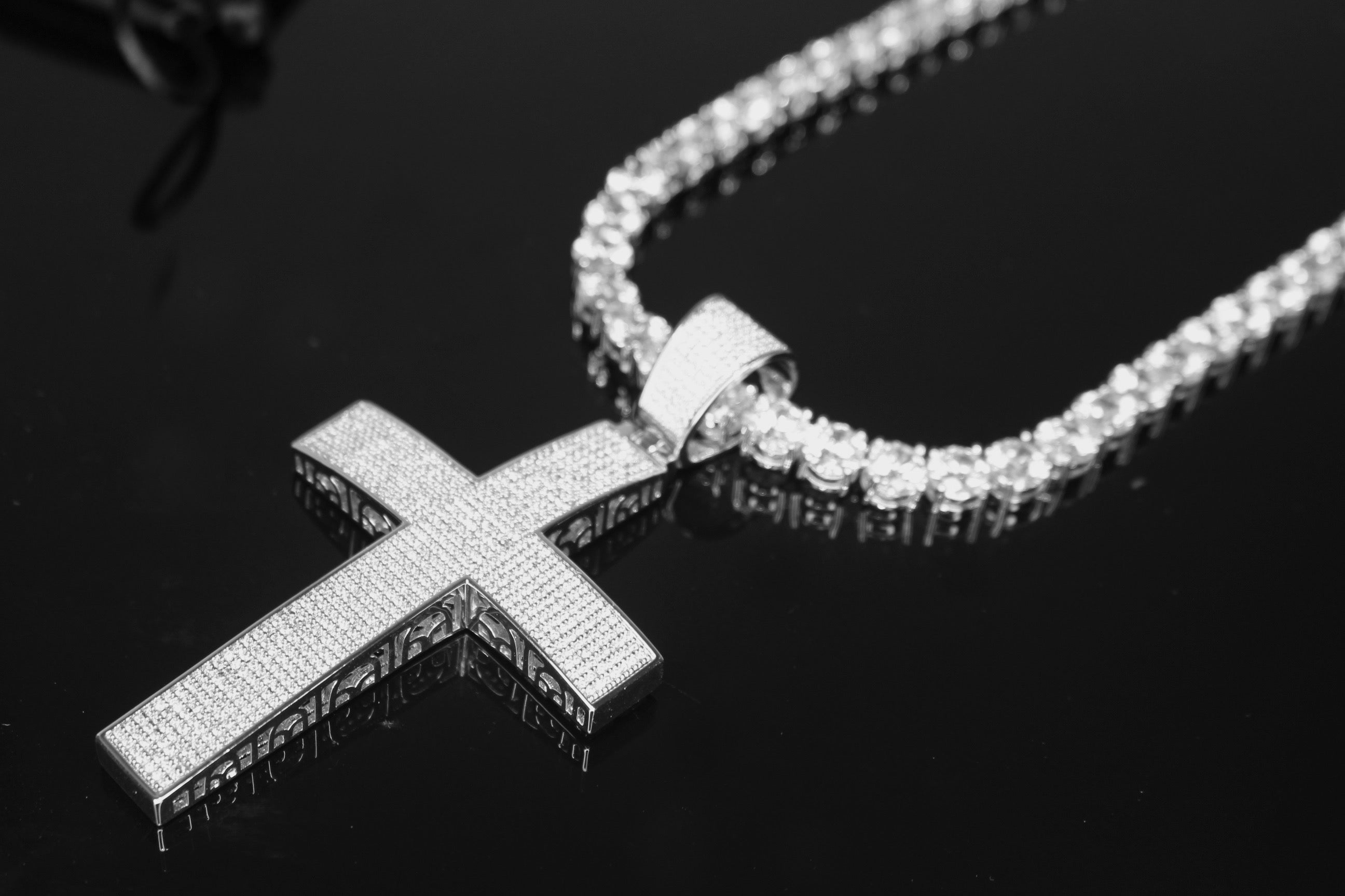 XL Cross Pendant 8mm MASSIVE XXL Tennis Chain 152ct Lab Sim VVS1 Diamond Necklace
