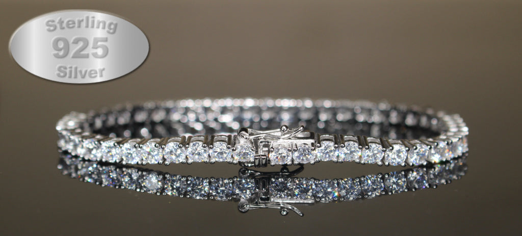 4mm Tennis 925 Sterling Silver Bracelet 14.6ct Lab Sim VVS1 Diamond