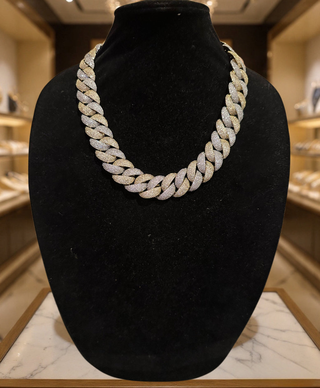 24mm Cuban Miami 186ct Lab Sim VVS1 Diamond Necklace - 2Tone Gold