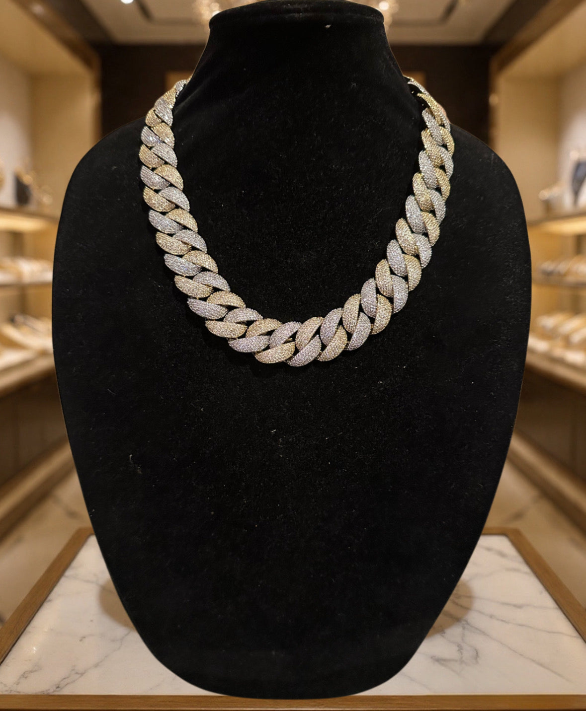 24mm Cuban Miami 186ct Lab Sim VVS1 Diamond Necklace - 2Tone Gold