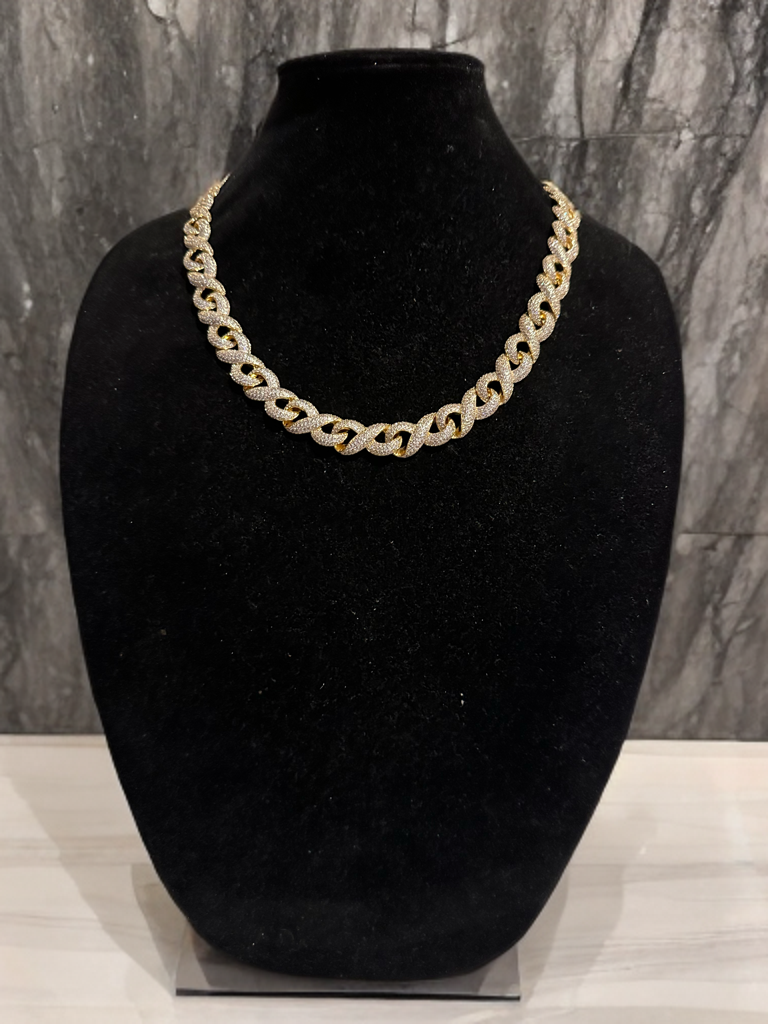 14mm INFINITY 60ctw Lab Sim VVS1 Diamonds Necklace - Gold