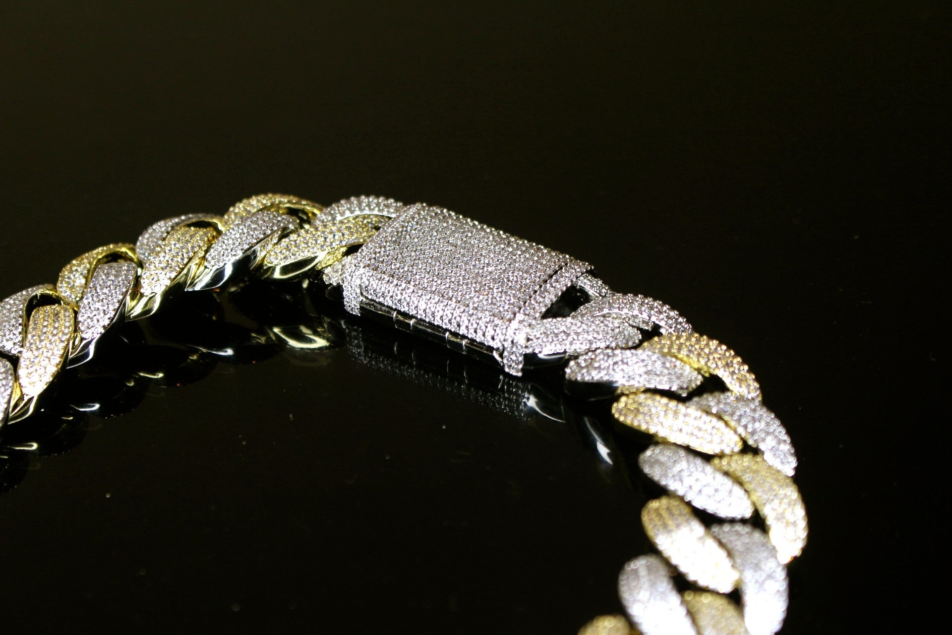 20mm Two-Tone Gold/Silver Cuban Miami 82ctw Lab Sim VVS1 Diamond Necklace