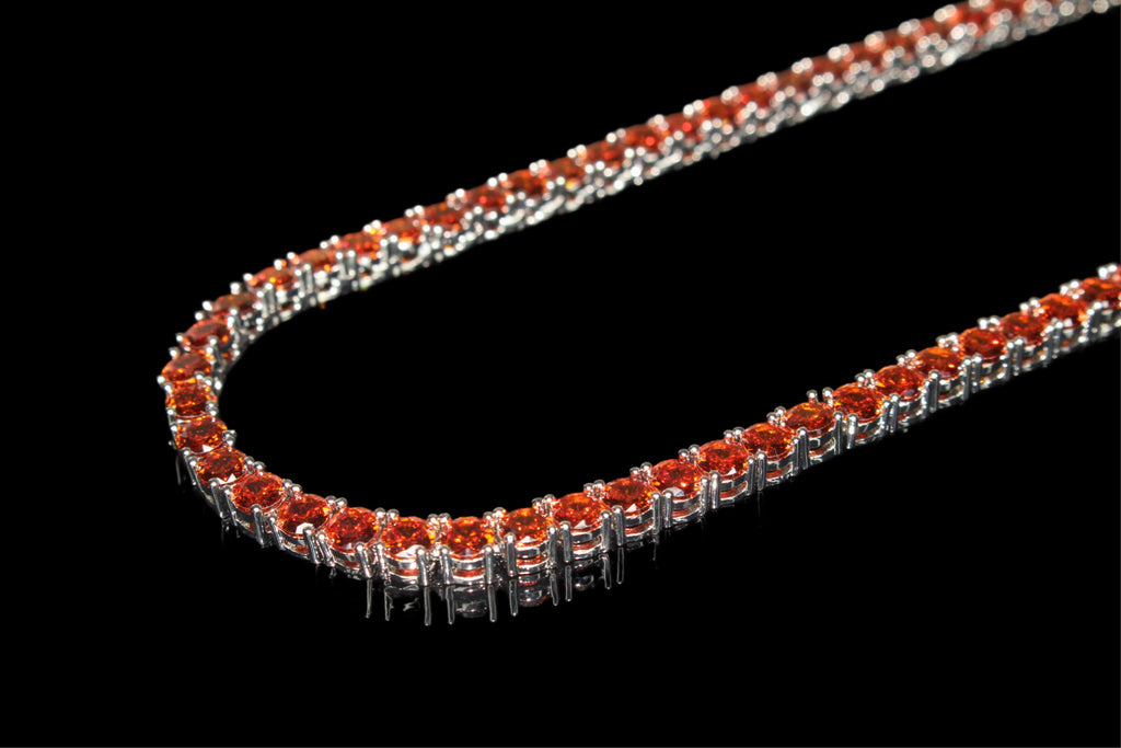 4mm Tennis Chain 70ct Lab Sim VVS1 Diamond Necklace - RUBY RED