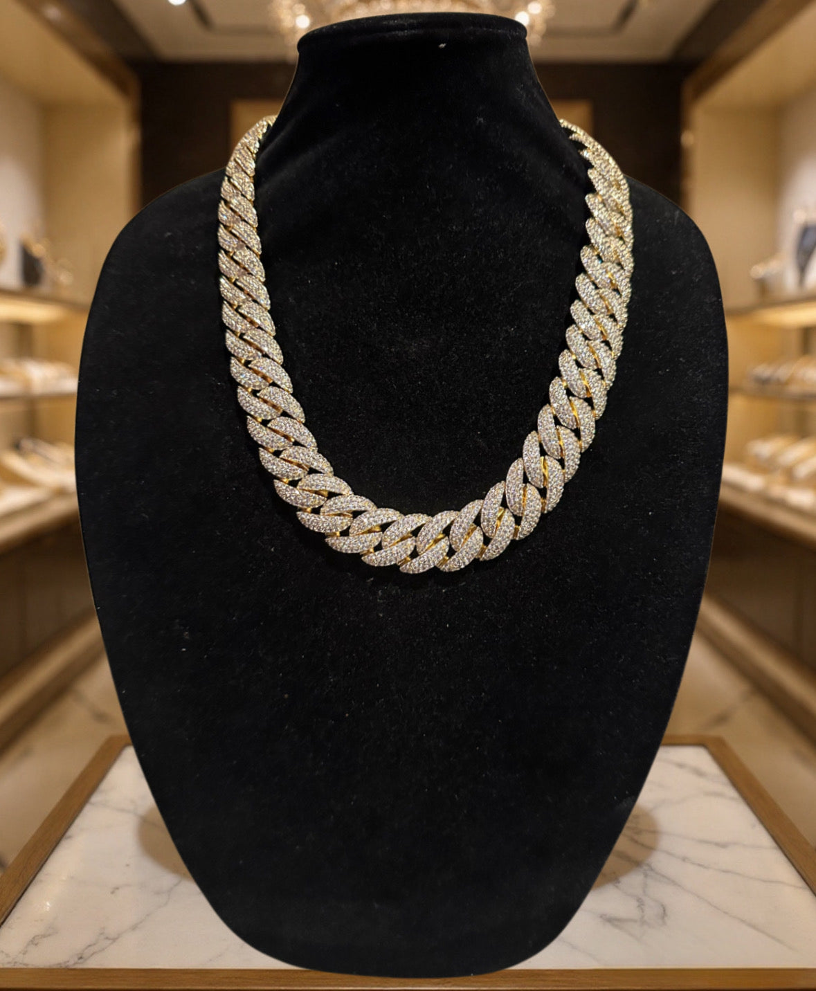 22mm Cuban Miami 156.2ctw Lab Sim Diamonds VVS1 Necklace - GOLD