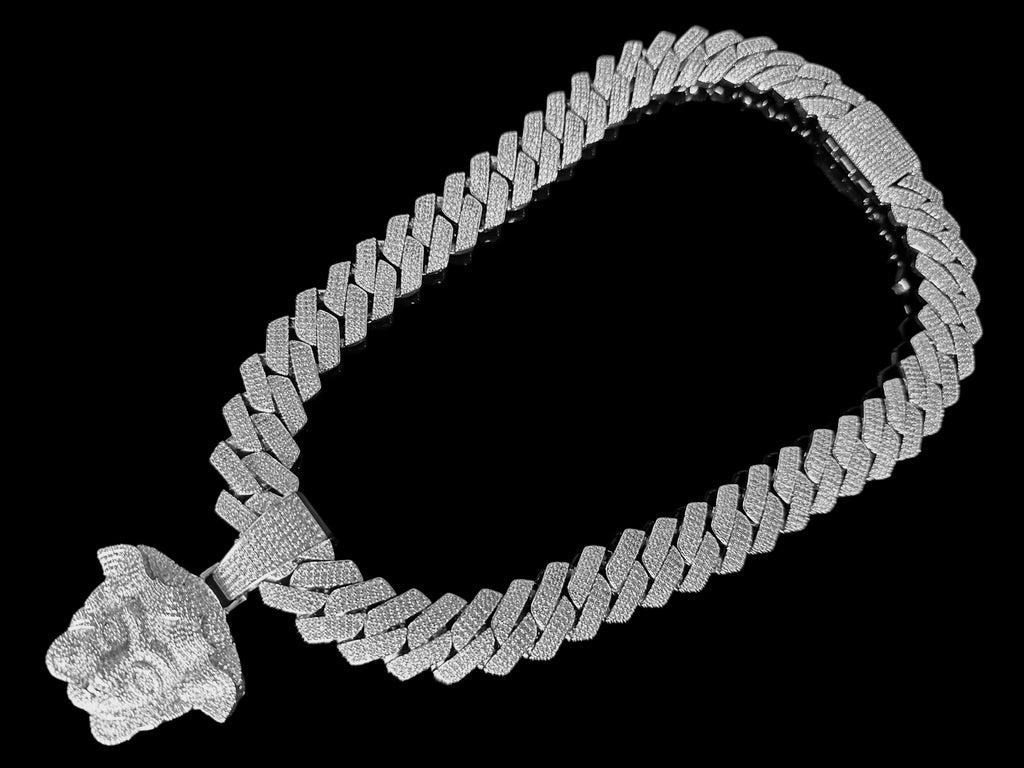 XXL MEDUSA VERSACE 20mm Cuban Miami Prong 186ct Lab Sim VVS1 Diamond Necklace SET