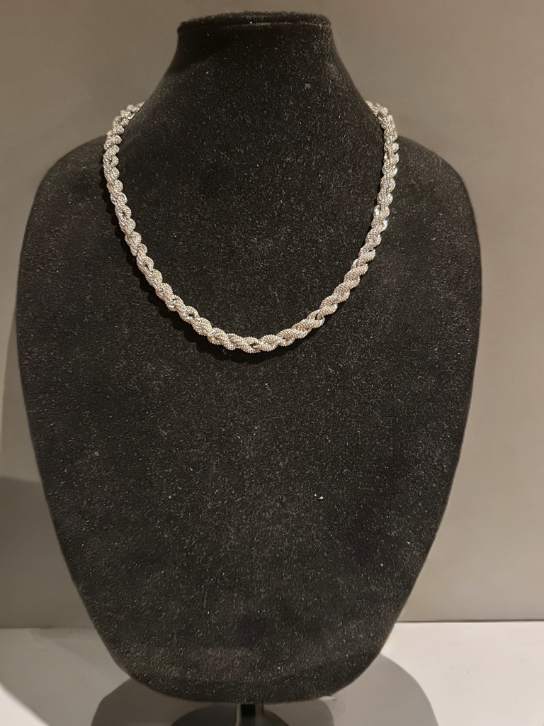8mm Rope Chain 36ctw Lab Sim VVS1 Diamond Necklace
