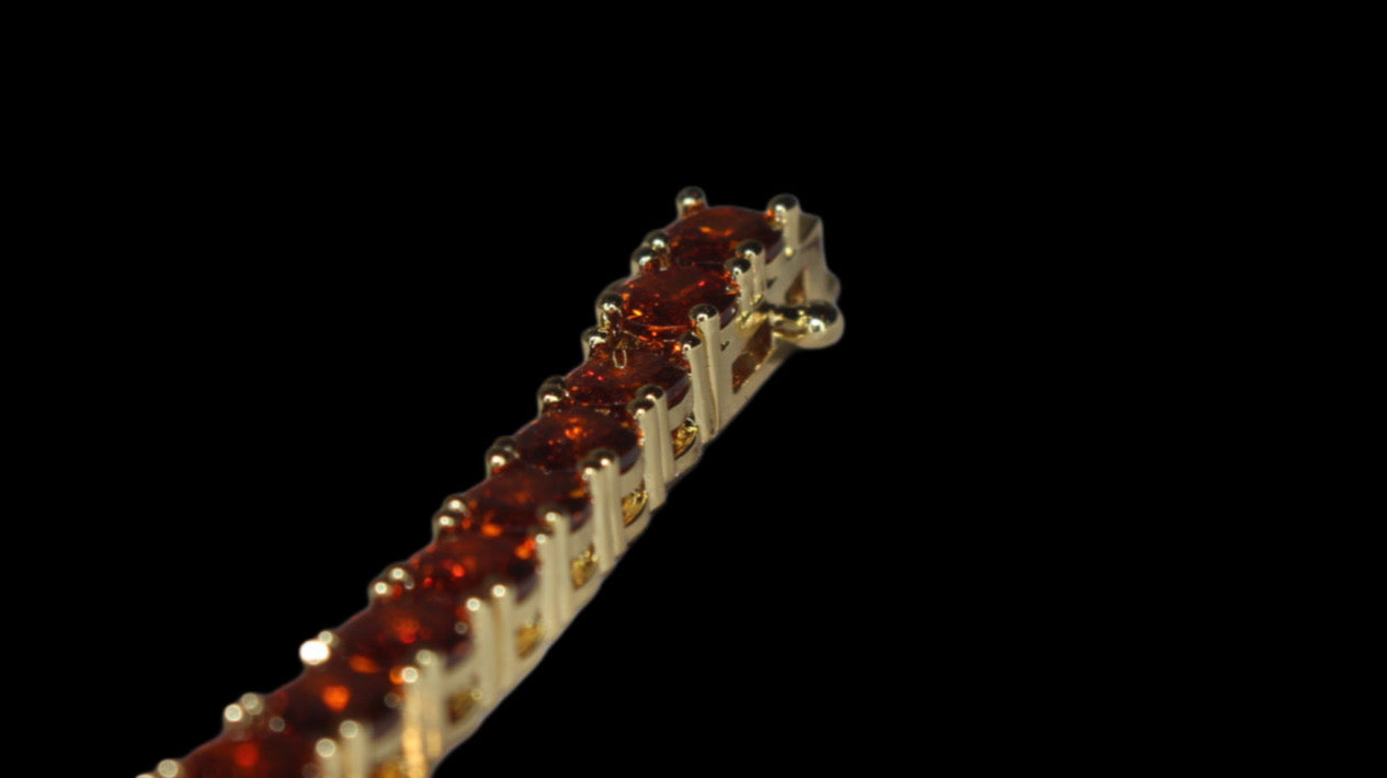 4mm Tennis Chain 12.5ct Lab Sim VVS1 Diamond Bracelet GOLD - RUBY RED