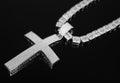 XL Cross Pendant 10mm Baguette Square Cushion-Cut Tennis Chain 144.6ct Lab Sim VVS1 Diamond Necklace