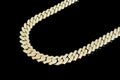 14mm Cuban Prong 64ct Lab VVS1 Sim Diamond Necklace Gold