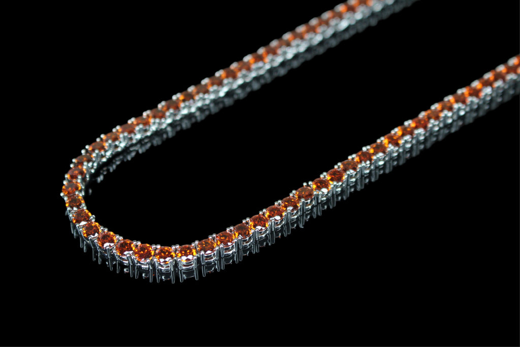 4mm Tennis Chain 70ct Lab Sim VVS1 Diamond Necklace - RUBY RED