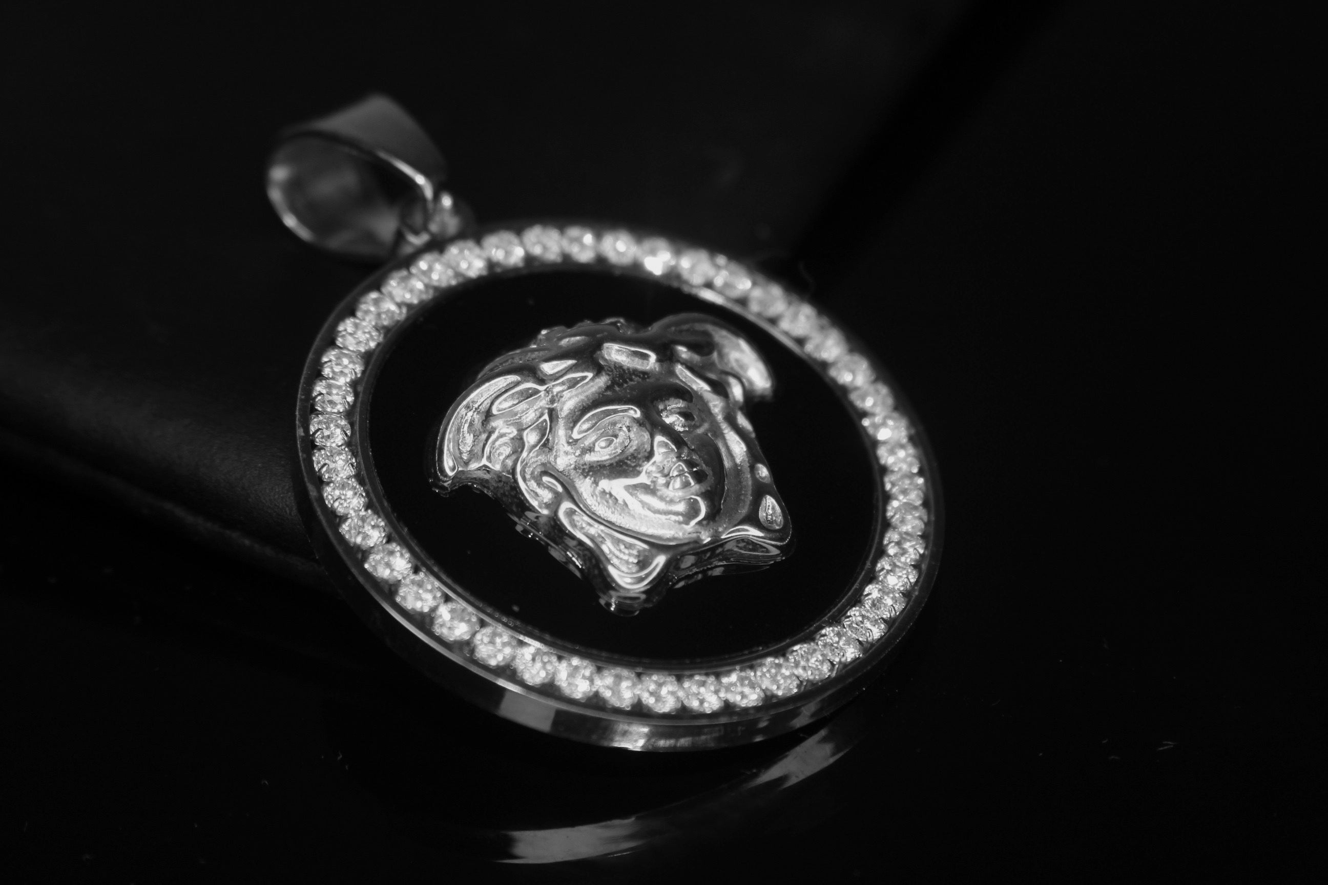 MEDUSA Versace Medallion Pendant 74ct Lab Sim VVS1 Diamond Tennis Necklace Set