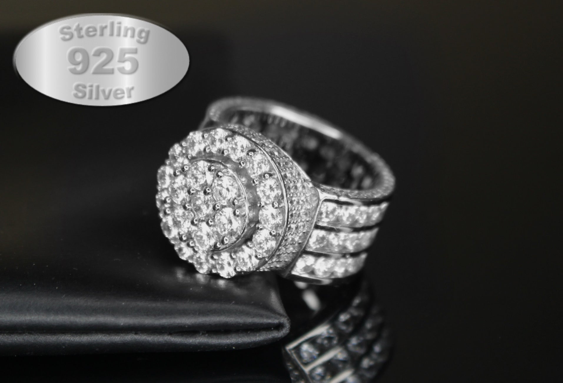 Men's MASSIVE TENNIS Statement Ring 12.6ct Lab Sim VVS1 Diamond 925 STERLING SILVER