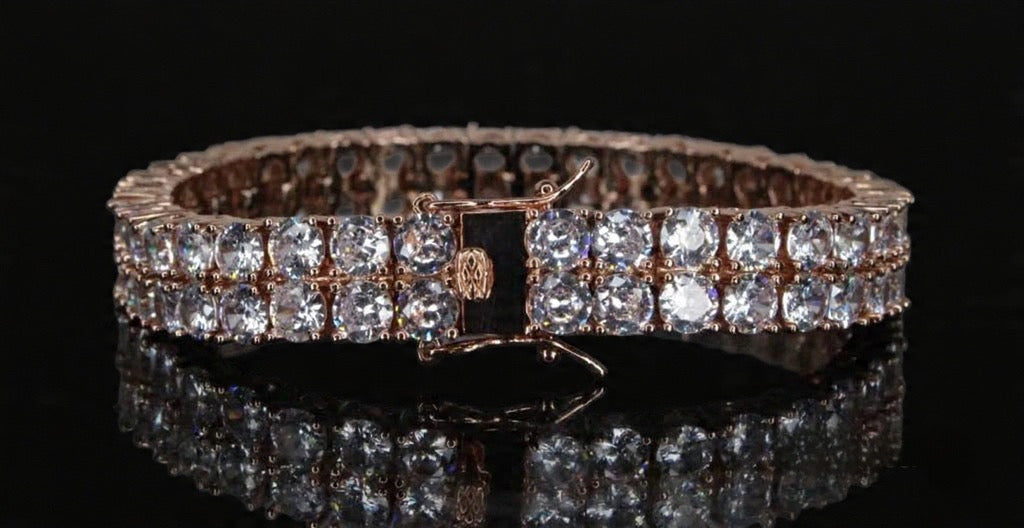 10mm Double Row Tennis 80ctw Lab Sim VVS1 Diamond Bracelet- ROSE GOLD