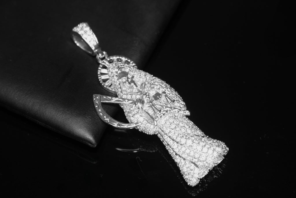 Santa Muerte 2.2ct Lab VVS1 Simulated Diamond Pendant