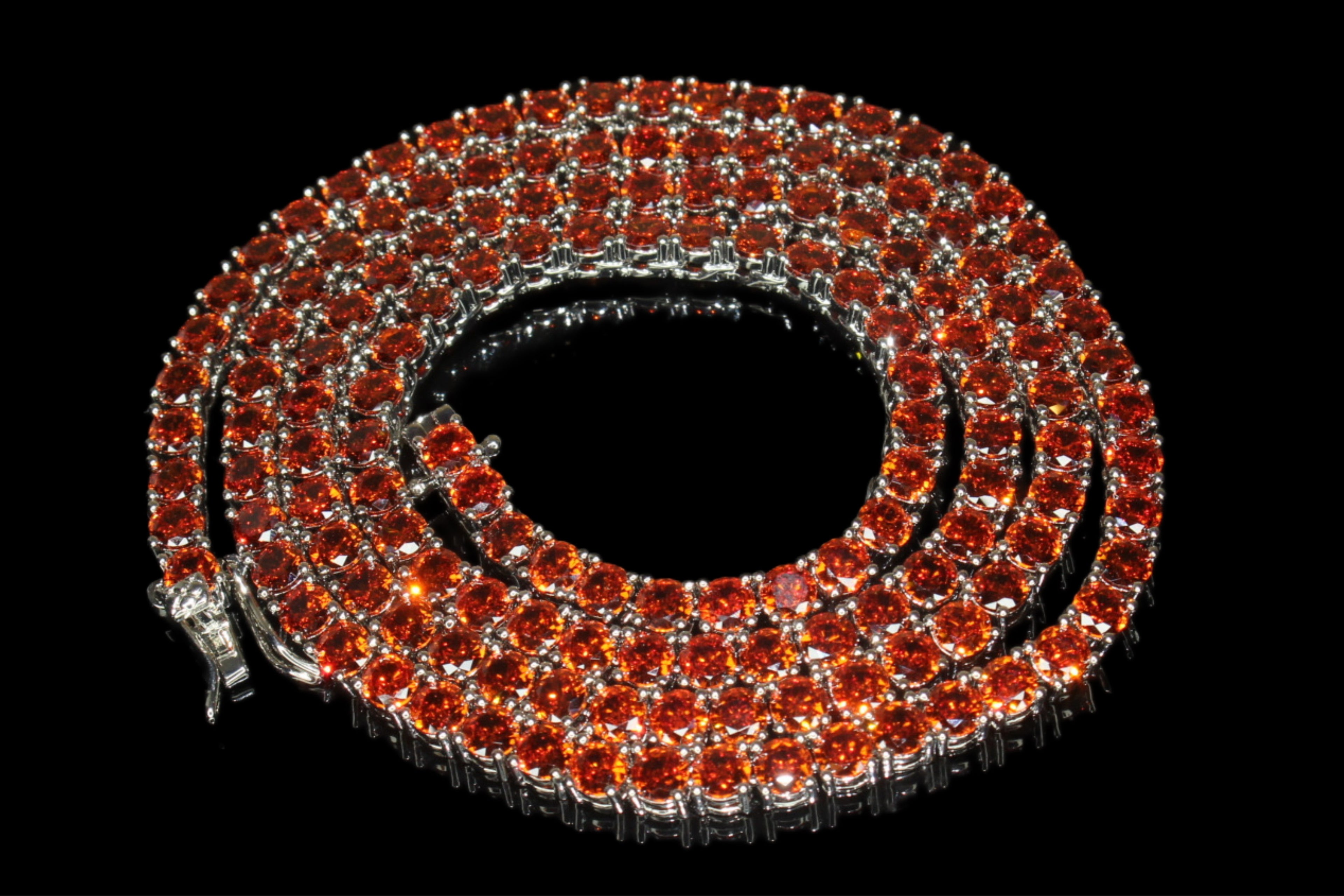 4mm Tennis Chain 70ct Lab Sim VVS1 Diamond Necklace - RUBY RED