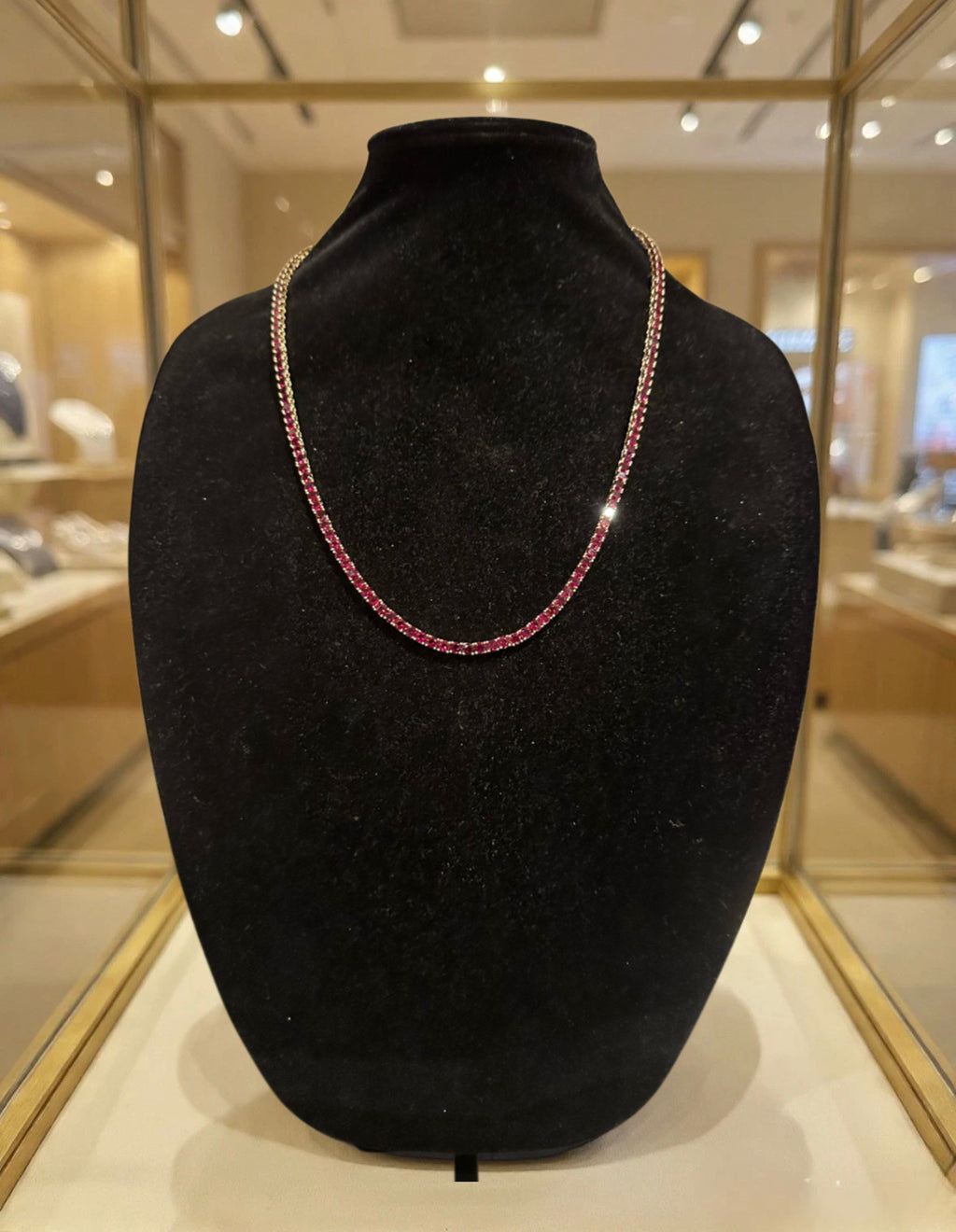 4mm Tennis Chain 70ct Lab Sim VVS1 Diamond Gemstone Necklace GOLD - RUBY RED