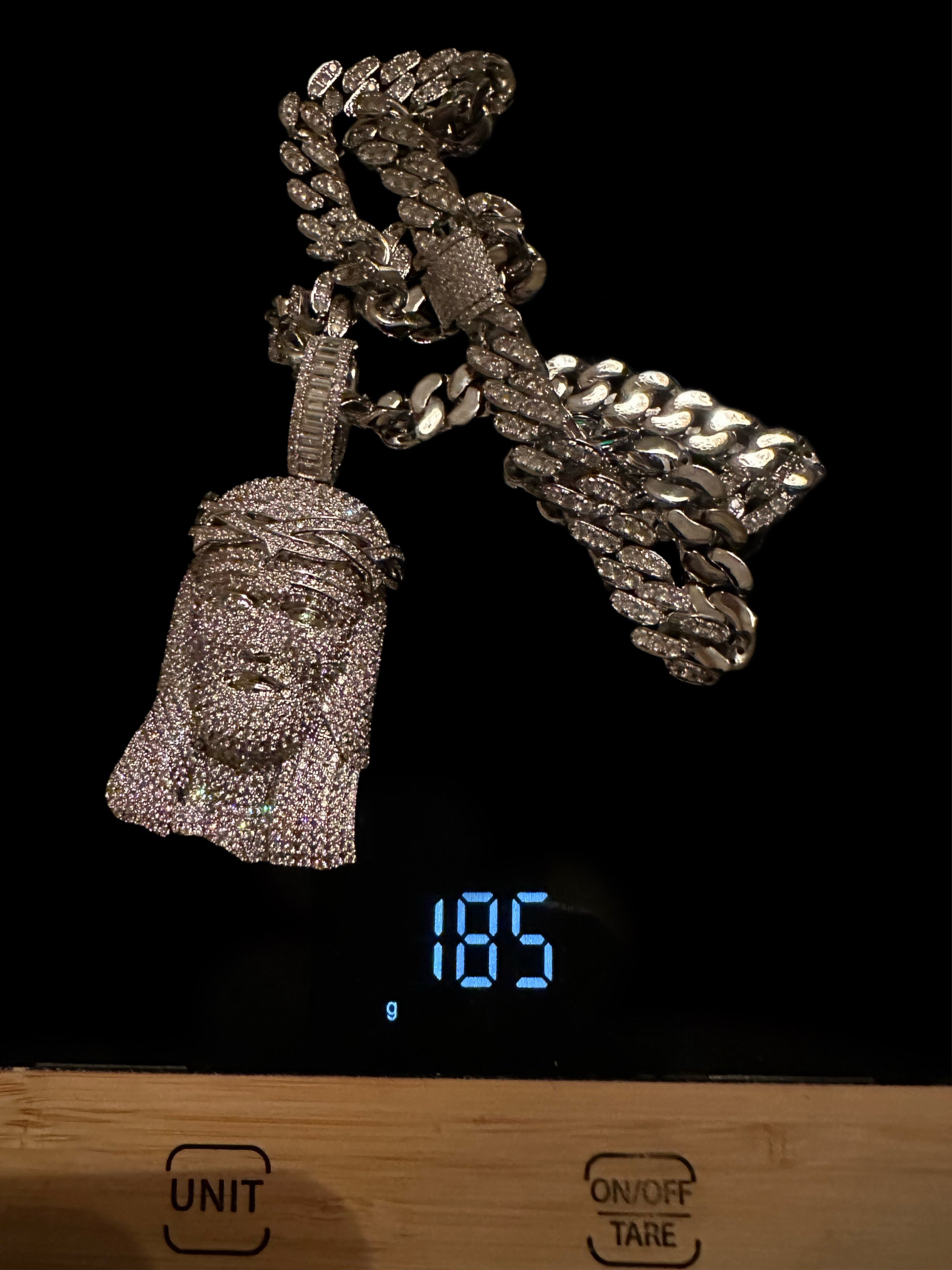 XXL Jesus Pendant 12mm Cuban Miami 86.7ct Lab Sim VVS1 Diamond Necklace SET