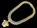 XXL MEDUSA VERSACE 20mm Cuban Miami Prong 186ct Lab Sim VVS1 Diamond Necklace SET - Gold