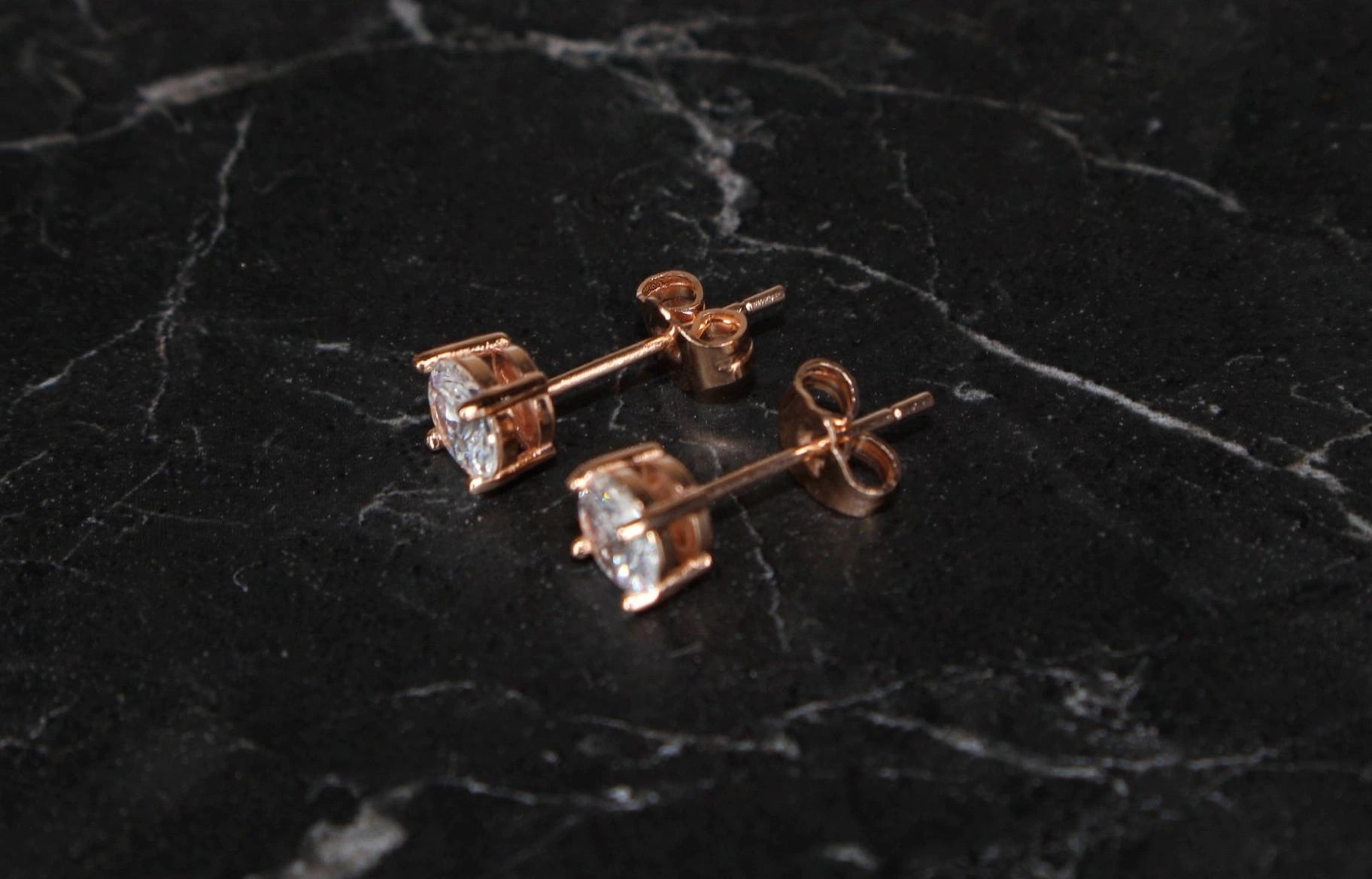 4.2mm 14k Rose Gold Vermail .50ctw Lab Simulated VVS1 Diamond Earrings 4-Prong