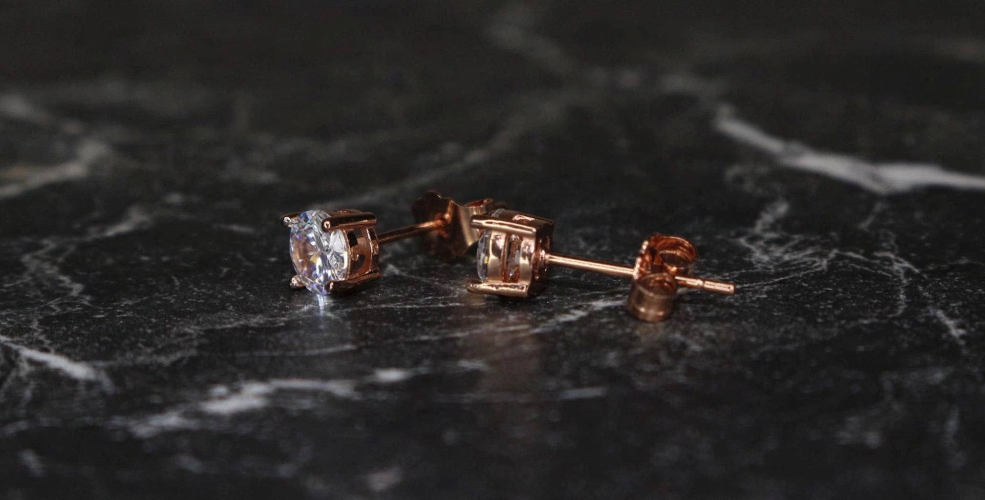 4.2mm 14k Rose Gold Vermail .50ctw Lab Simulated VVS1 Diamond Earrings 4-Prong