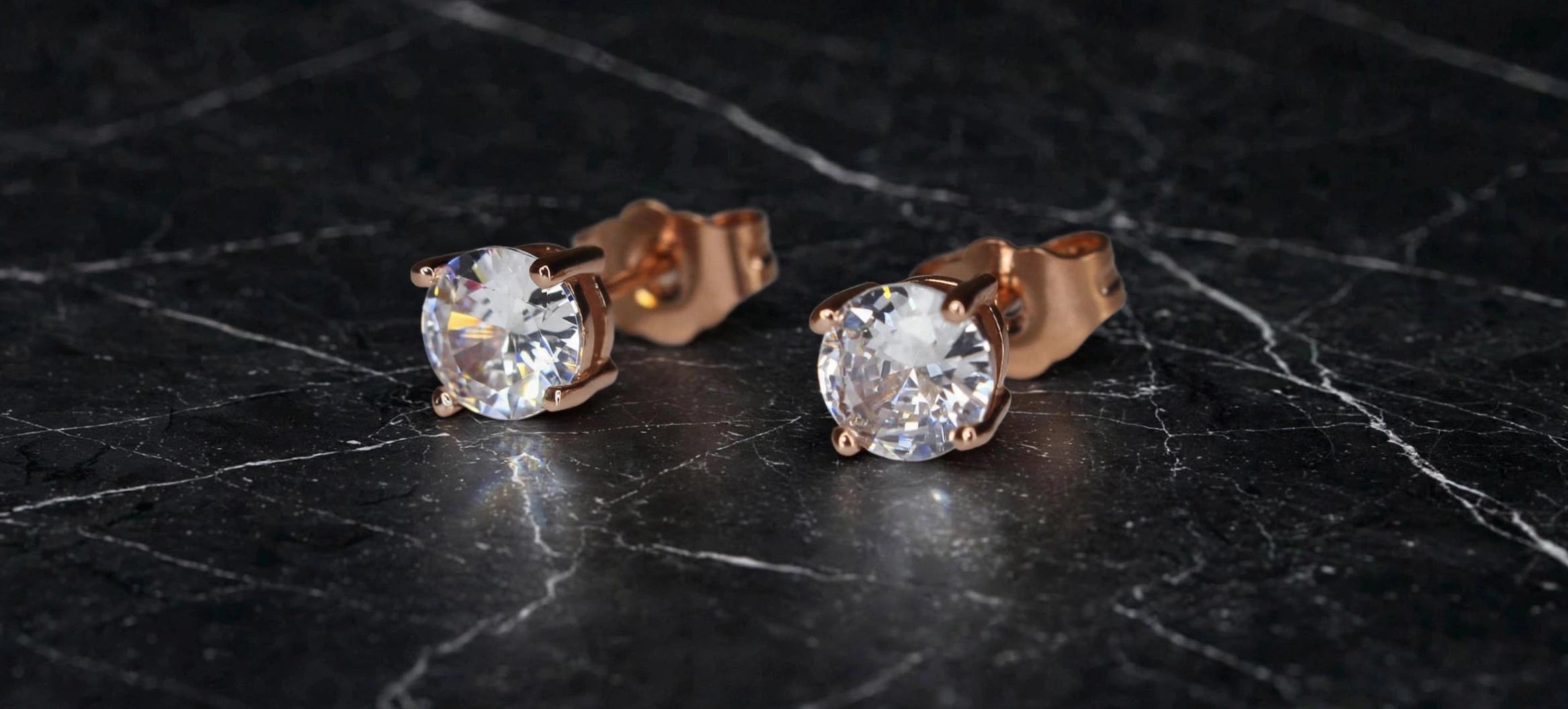 4.2mm 14k Rose Gold Vermail .50ctw Lab Simulated VVS1 Diamond Earrings 4-Prong