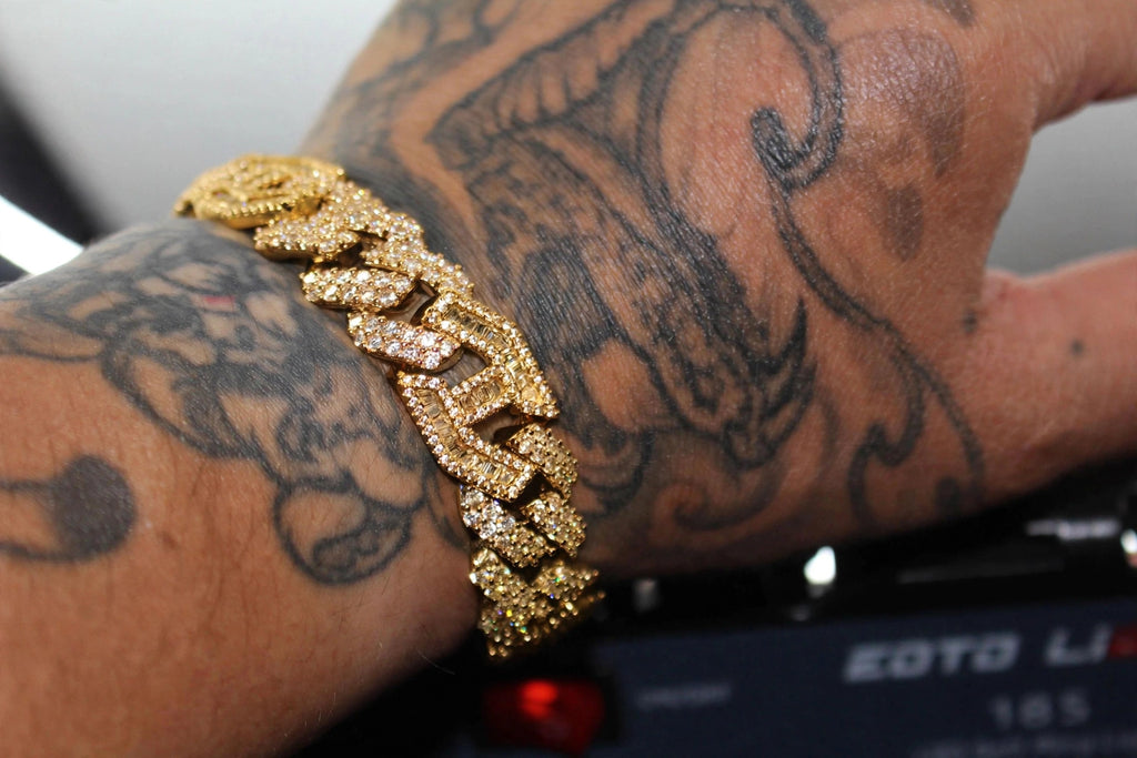 14mm FIGARUCCI 18.2ctw Lab Sim VVS1 Diamonds Bracelet -Gold