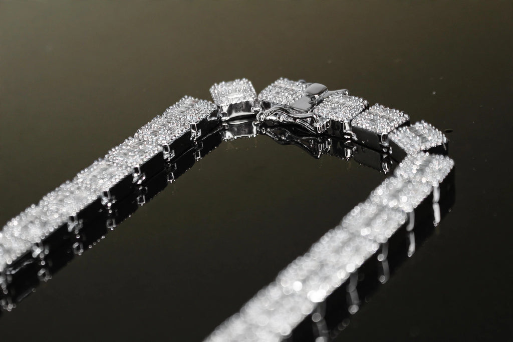 10mm Baguette Square Cushion-Cut Tennis Chain 124.6ct Lab Sim VVS1 Diamond Necklace