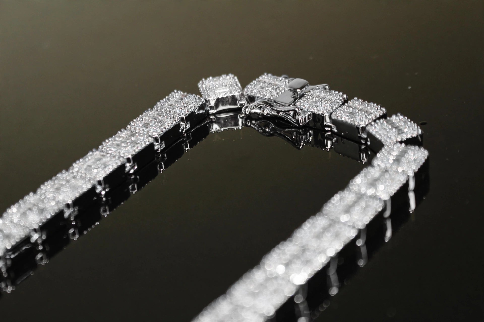 10mm Baguette Square Cushion-Cut Tennis Chain 124.6ct Lab Sim VVS1 Diamond Necklace