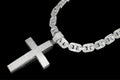 XXL CROSS 14mm Mariner Chain 96.8ct BAGUETTE Lab Sim VVS1 Diamond