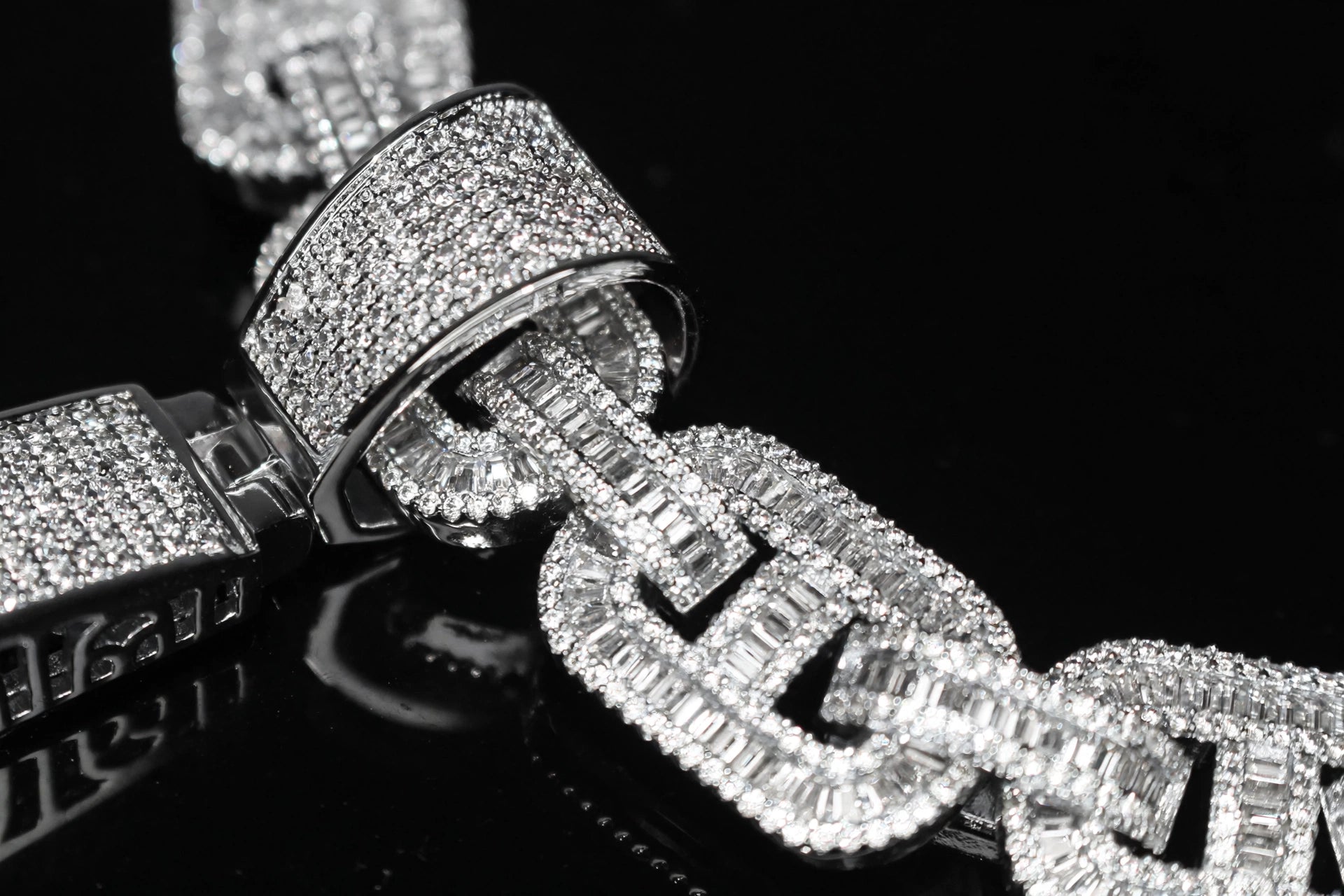 XXL CROSS 14mm Mariner Chain 96.8ct BAGUETTE Lab Sim VVS1 Diamond