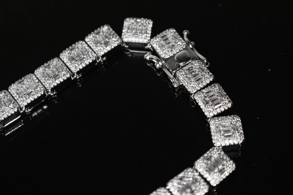 10mm Baguette Square Cushion-Cut Tennis Chain 124.6ct Lab Sim VVS1 Diamond Necklace