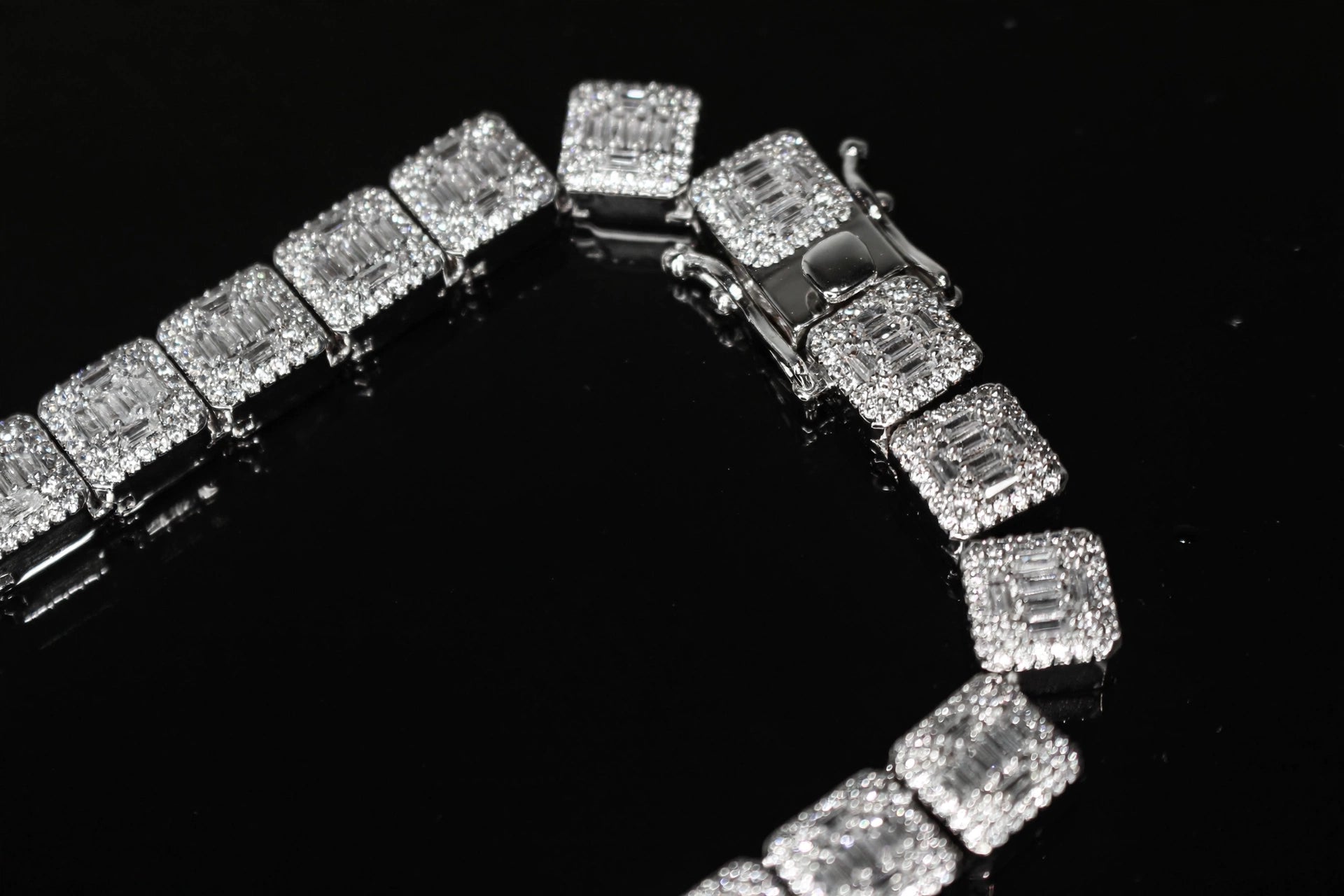 10mm Baguette Square Cushion-Cut Tennis Chain 124.6ct Lab Sim VVS1 Diamond Necklace