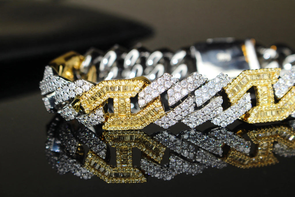14mm FIGARUCCI 18.2ctw Lab Sim VVS1 Diamonds Bracelet -White/Gold 2-Tone
