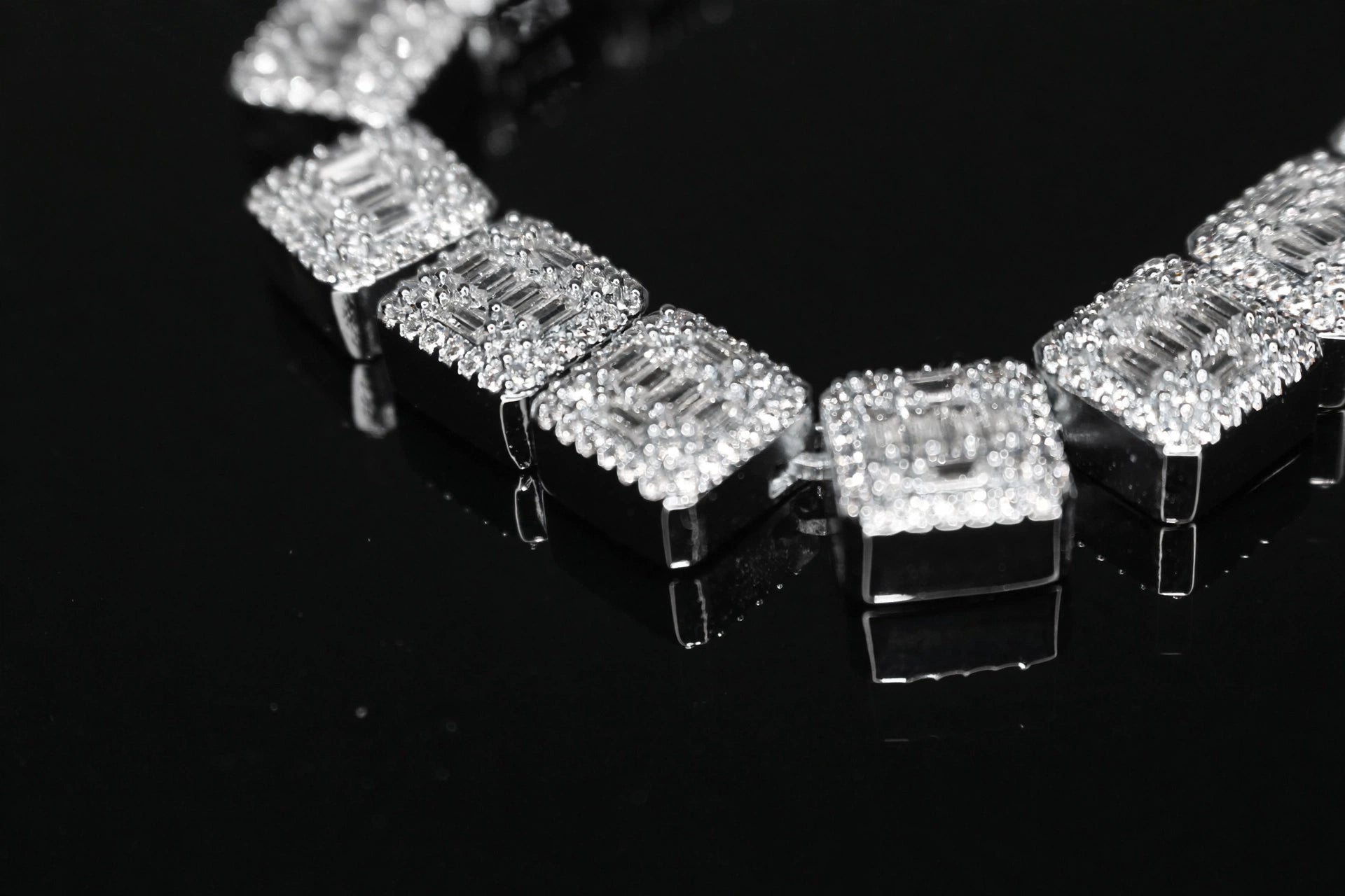 10mm Baguette Square Cushion-Cut Tennis Chain 124.6ct Lab Sim VVS1 Diamond Necklace