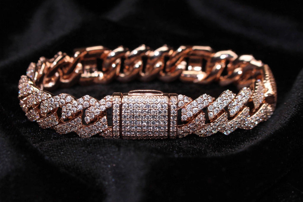 14mm FIGARUCCI 18.2ctw Lab Sim VVS1 Diamonds Bracelet -Rose Gold