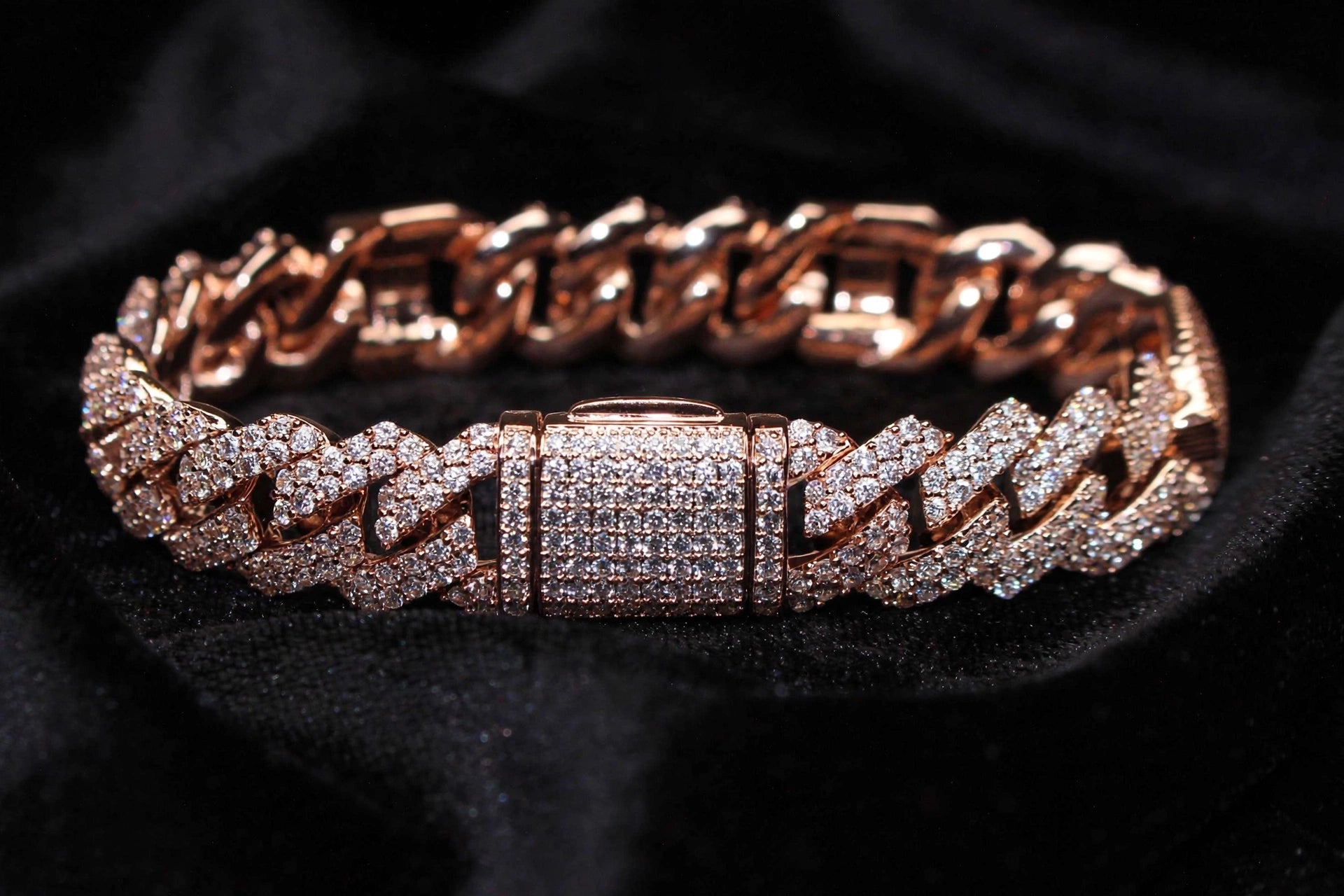 14mm FIGARUCCI 18.2ctw Lab Sim VVS1 Diamonds Bracelet -Rose Gold