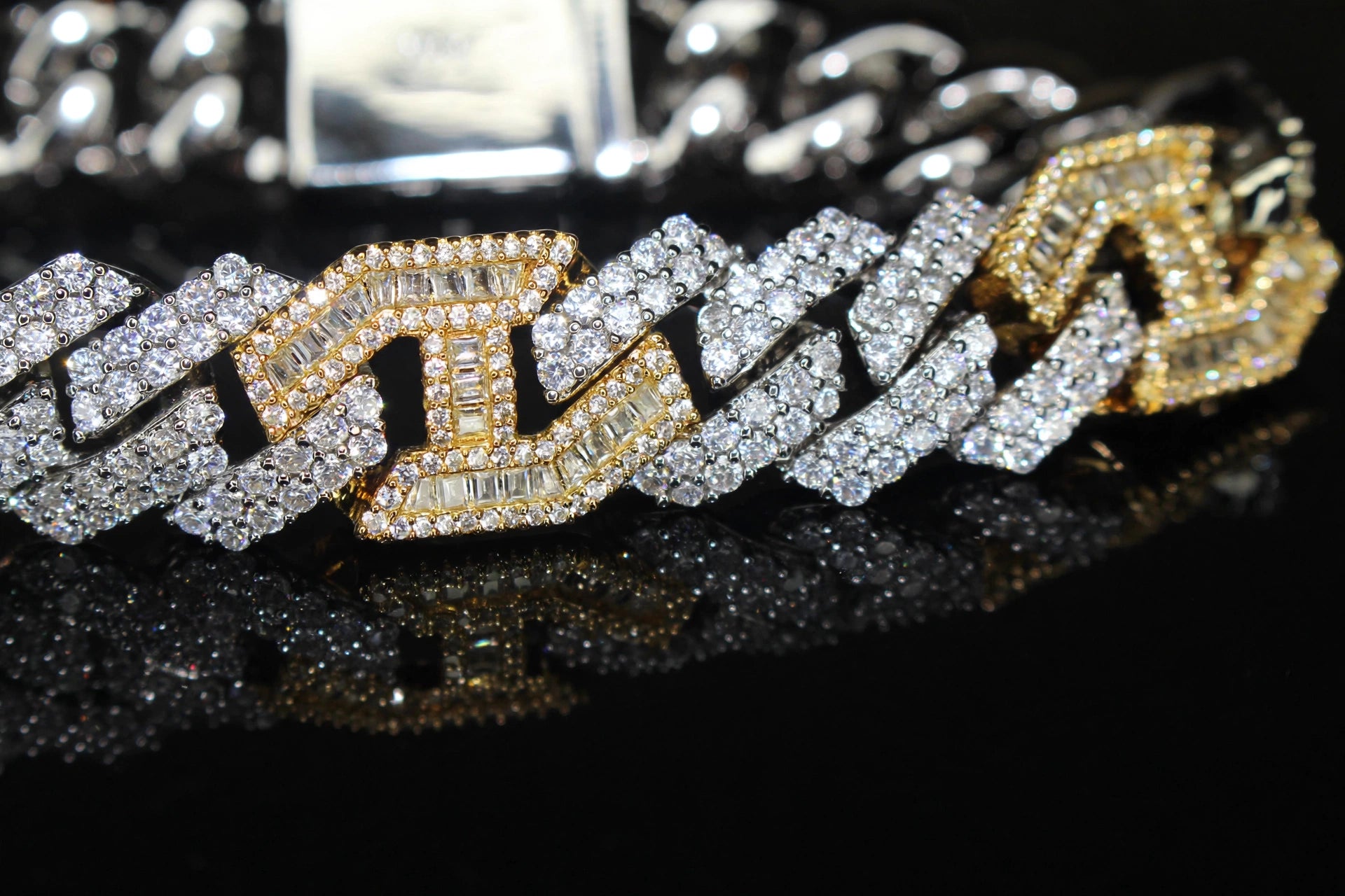 14mm FIGARUCCI 18.2ctw Lab Sim VVS1 Diamonds Bracelet -White/Gold 2-Tone