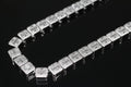 10mm Baguette Square Cushion-Cut Tennis Chain 124.6ct Lab Sim VVS1 Diamond Necklace