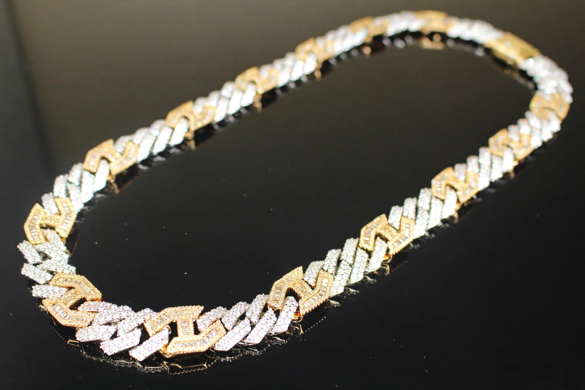 14mm Figarucci 80.7ct Lab Sim VVS1 Diamond Necklace - White/Gold 2-Tone