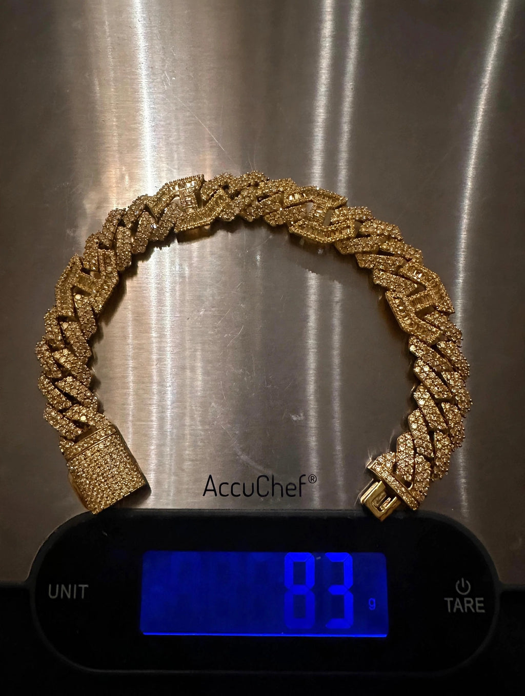 14mm FIGARUCCI 18.2ctw Lab Sim VVS1 Diamonds Bracelet -Gold