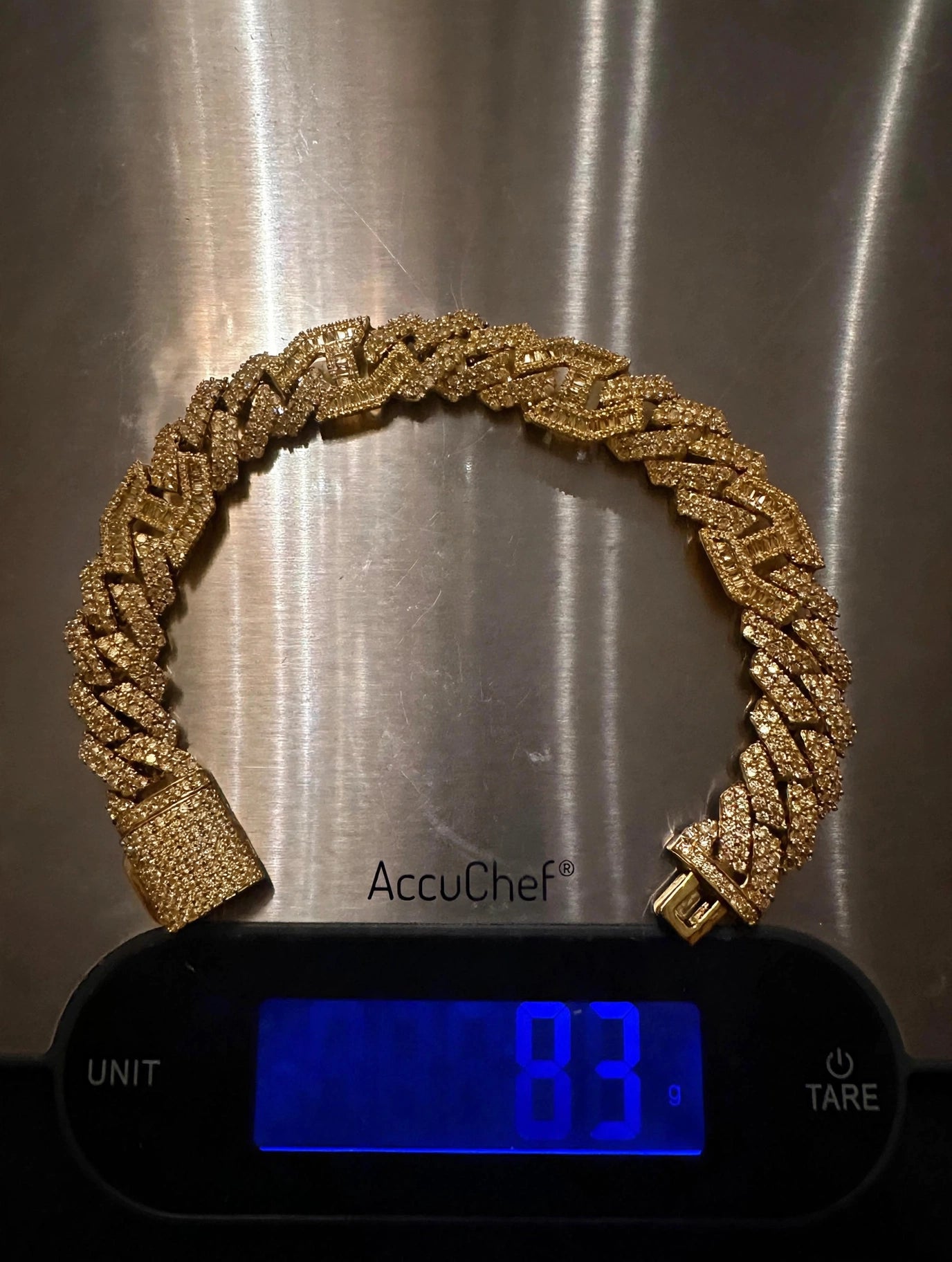 14mm FIGARUCCI 18.2ctw Lab Sim VVS1 Diamonds Bracelet -Gold