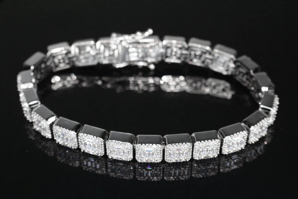 10mm Baguette Square Cushion-Cut Tennis Bracelet 18.6ct Lab Sim VVS1 Diamond