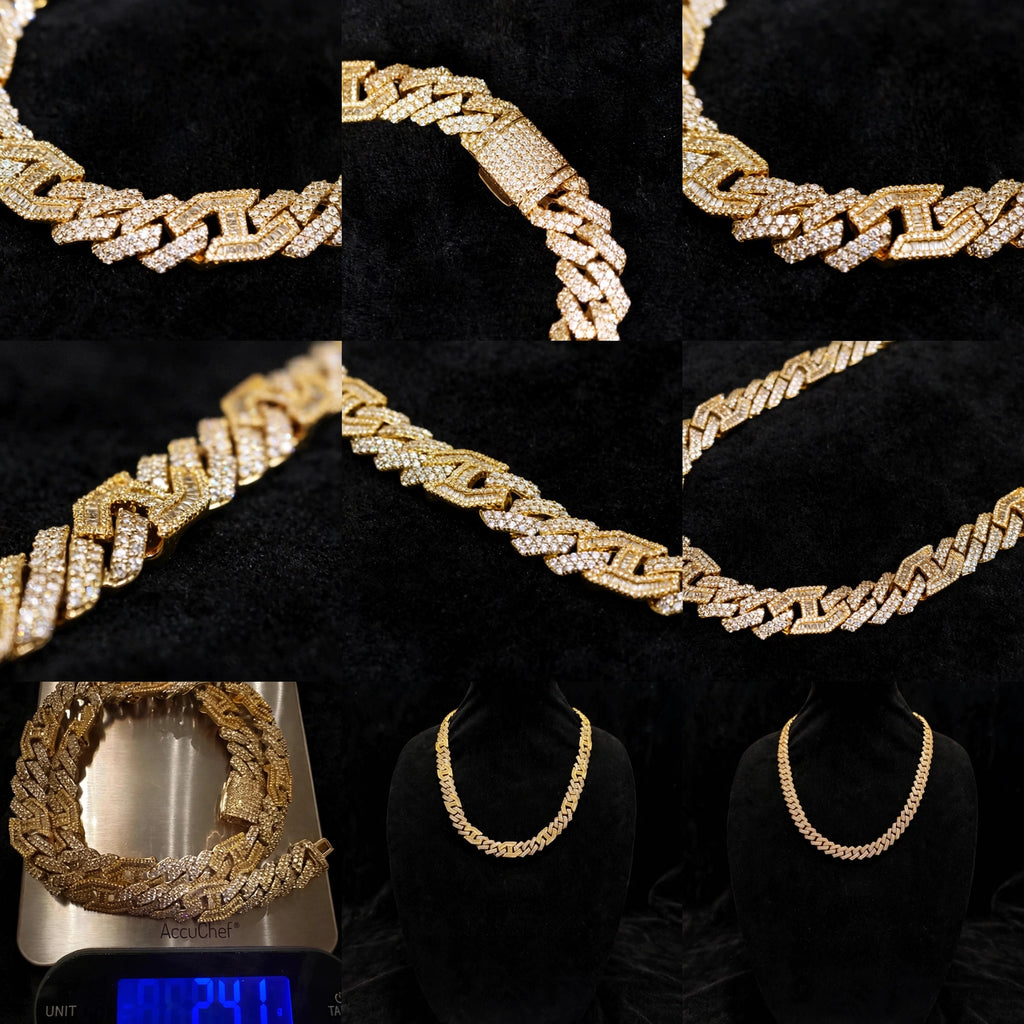 14mm Figarucci 80.7ct Lab Sim VVS1 Diamond Necklace - Gold