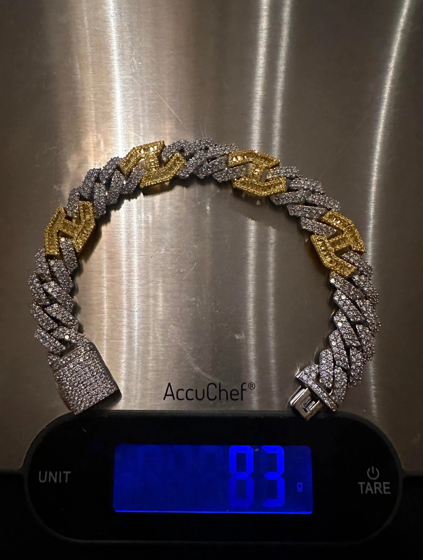14mm FIGARUCCI 18.2ctw Lab Sim VVS1 Diamonds Bracelet -White/Gold 2-Tone