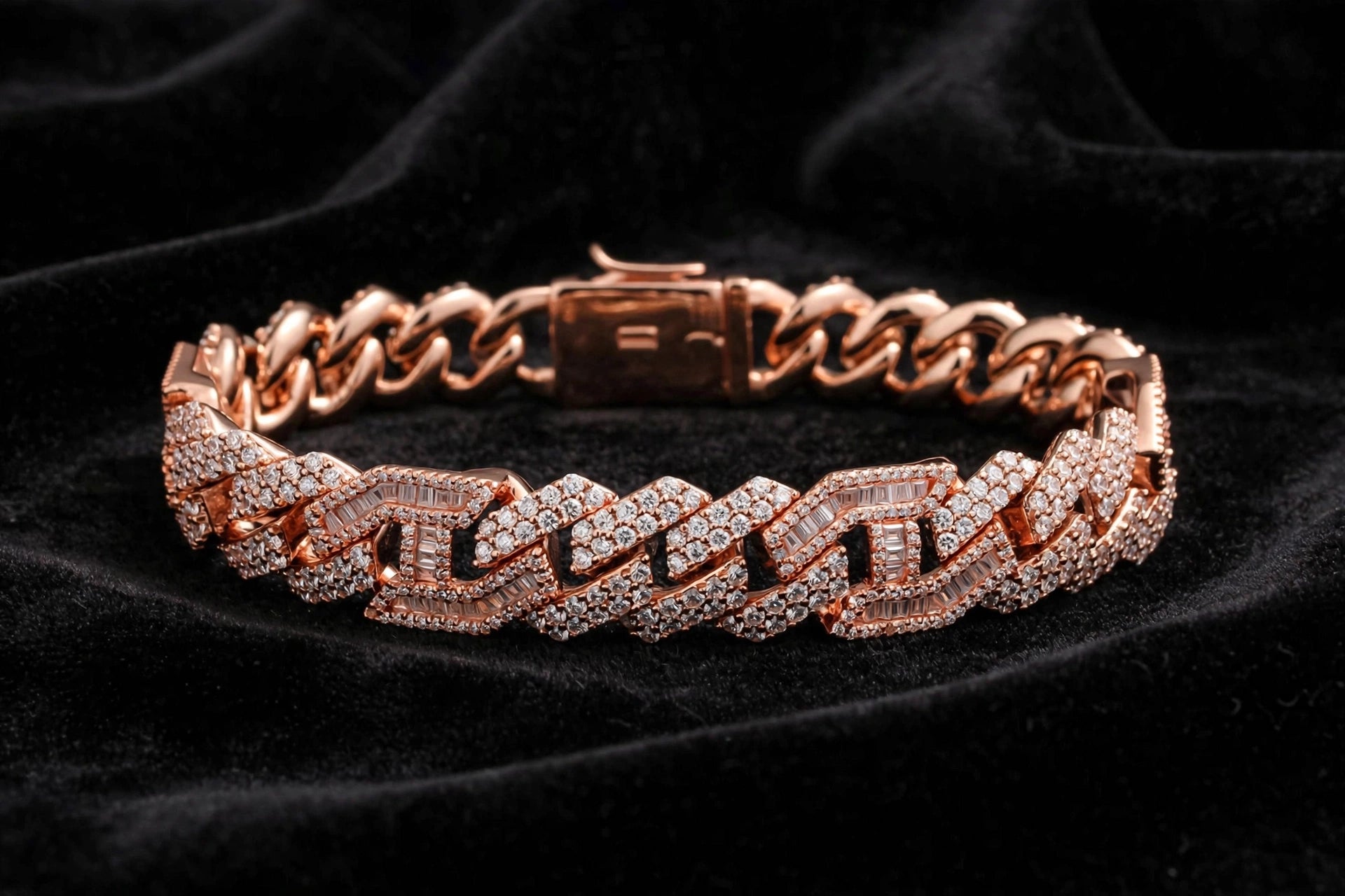 14mm FIGARUCCI 18.2ctw Lab Sim VVS1 Diamonds Bracelet -Rose Gold