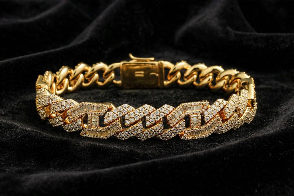 14mm FIGARUCCI 18.2ctw Lab Sim VVS1 Diamonds Bracelet -Gold